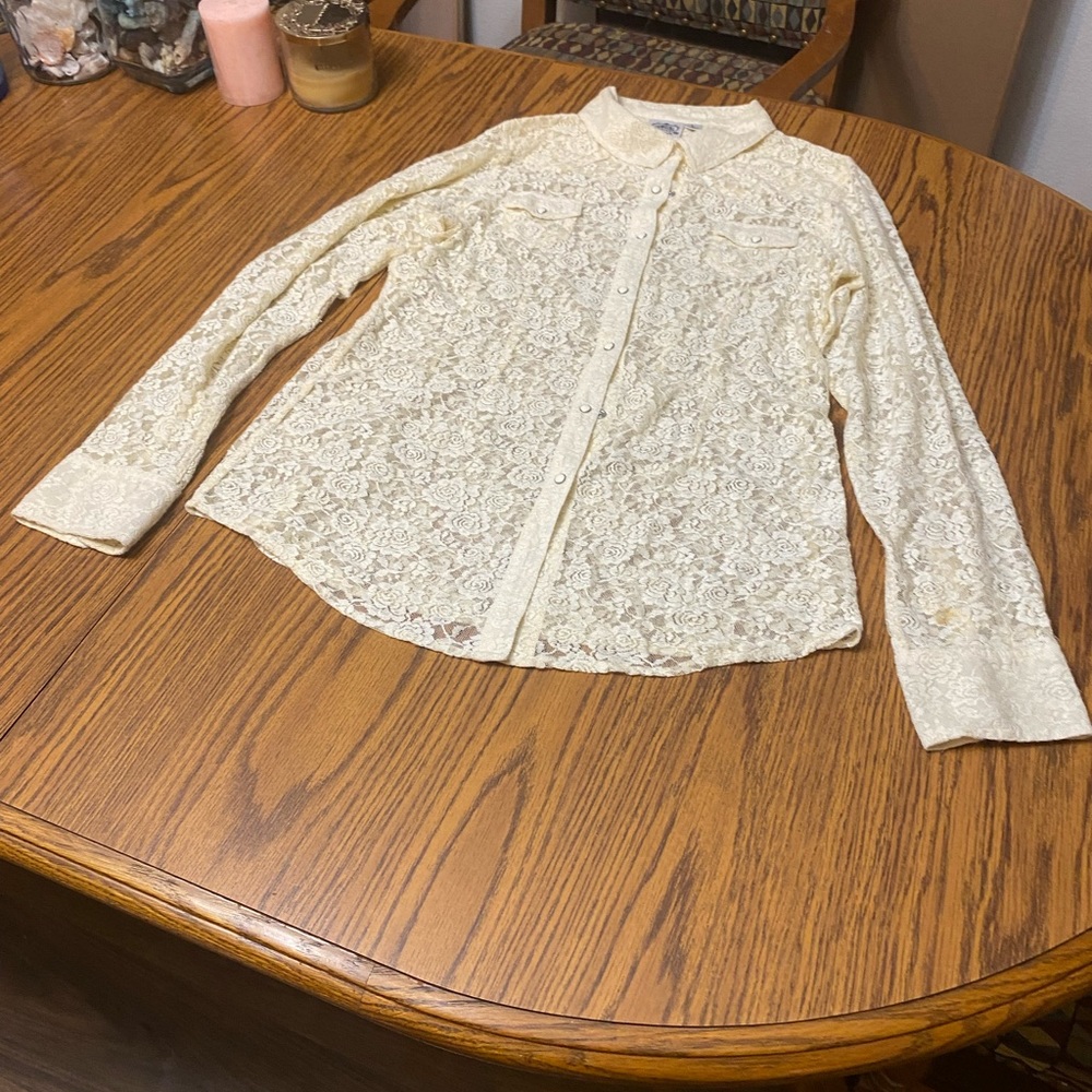 Chic Lace Button-Up Top